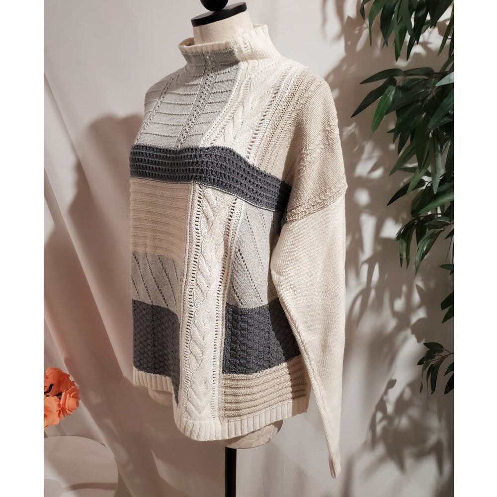 Ralph Lauren Chaps Cable Knit Patchwork Sweater W… - image 2